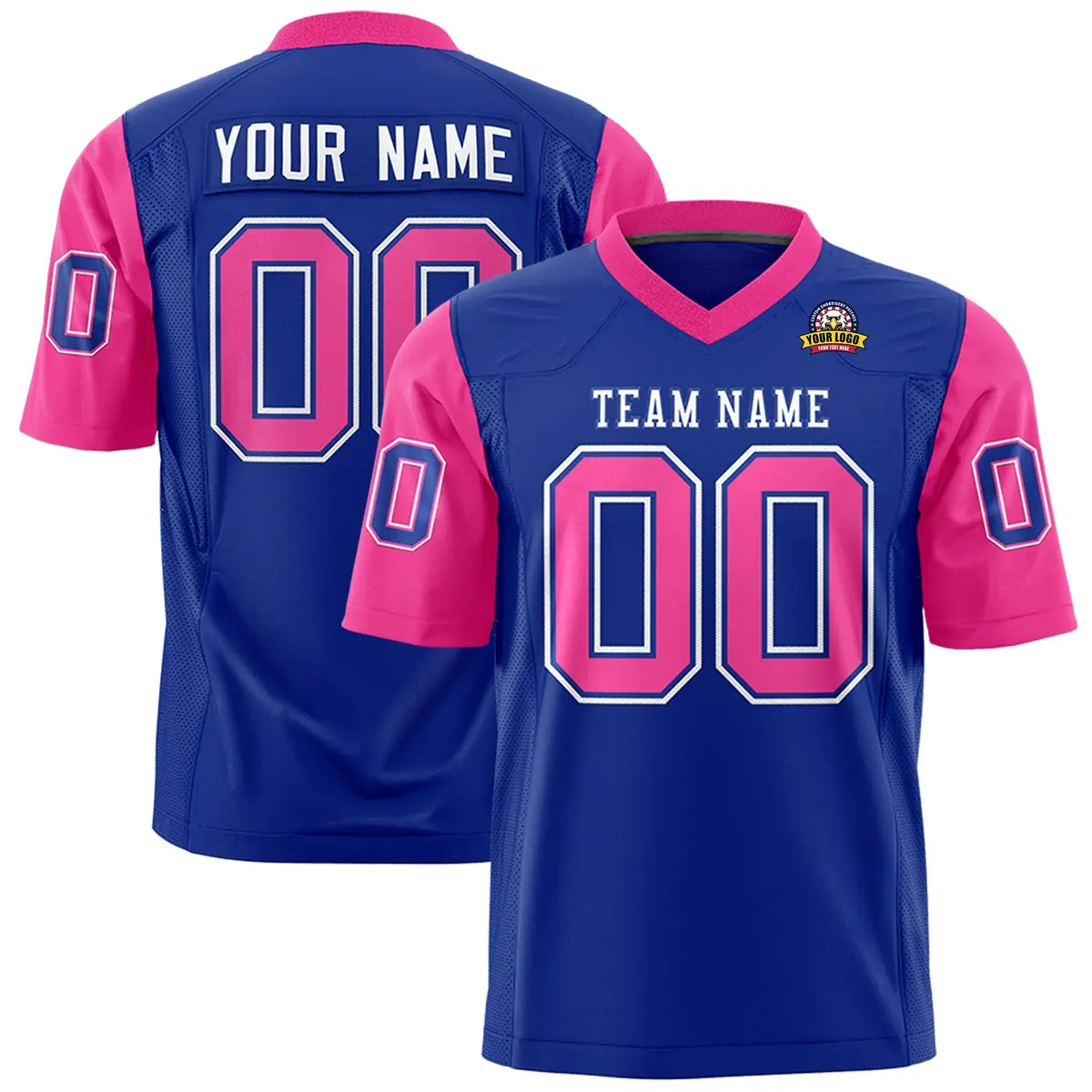 Royal Pink Raglan Sleeves Authentic Football Jersey