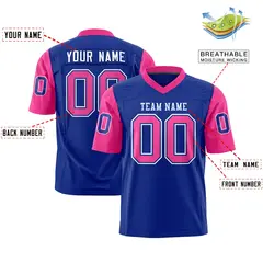 Royal Pink Raglan Sleeves Authentic Football Jersey 2
