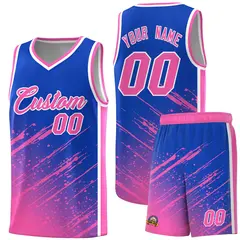 Royal Pink Splash Basketball Uniforms for School 1