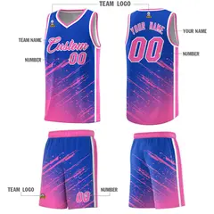 Royal Pink Splash Basketball Uniforms for School 5