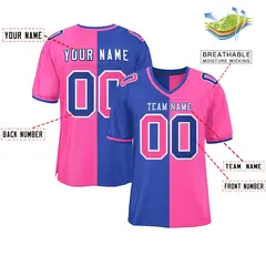 Royal Pink Split Two Tone Authentic Football Jersey 2