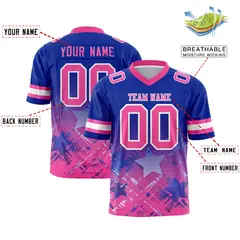 Royal Pink Star Gradient Flag Football Jersey 2