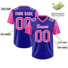 Royal Pink Star Pattern Raglan Sleeves Football Jersey 2