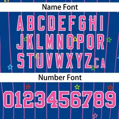 Royal Pink Stripe Star Pattern Authentic Baseball Jersey 4