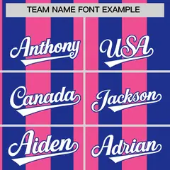 Royal Pink Stripe Two-Button Softball Jersey 3