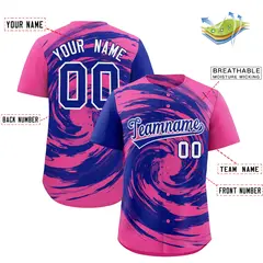 Royal Pink Swirl Graffiti Pattern Authentic Baseball Jersey 2
