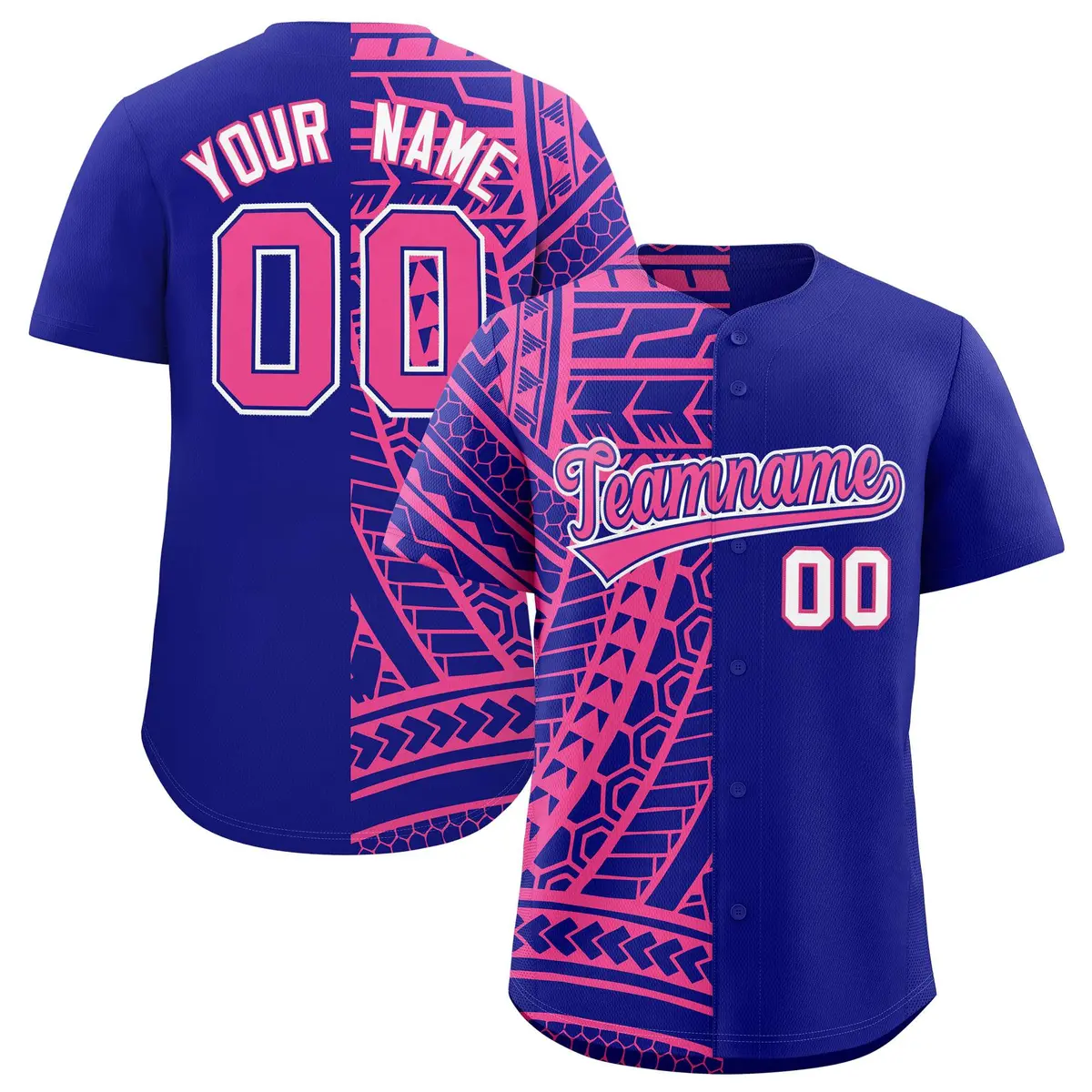 Royal Pink Tribal Split Baseball Jersey