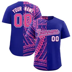 Royal Pink Tribal Split Baseball Jersey 1