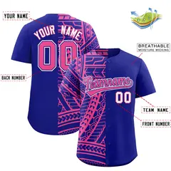 Royal Pink Tribal Split Baseball Jersey 2