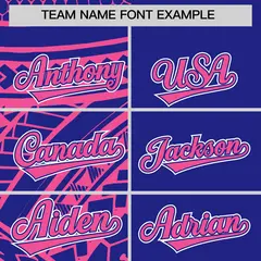 Royal Pink Tribal Split Baseball Jersey 3