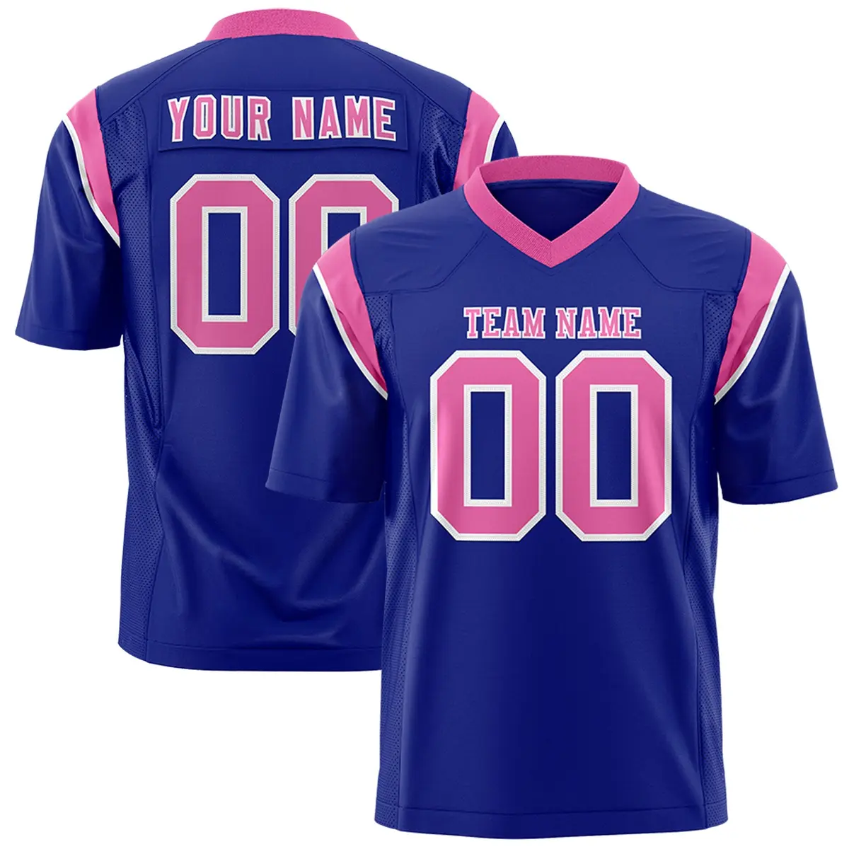Royal Pink Two-Tone Shoulder Cut Flag Football Jersey