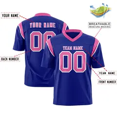 Royal Pink Two-Tone Shoulder Cut Flag Football Jersey 2