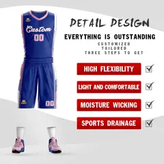 Royal Pink-White Classic Sets Basketball Jersey 2