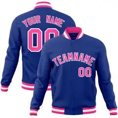 Royal Pink-White Classic Varsity Full-Snap Letterman Jacket 1