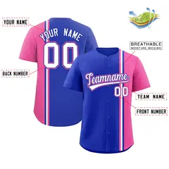 Royal Pink White Color Block Authentic Baseball Jersey 2