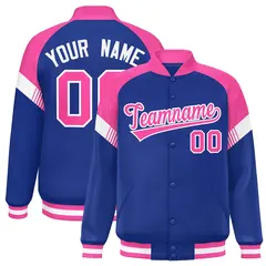 Royal Pink-White Color Block Varsity Letterman Jacket 1
