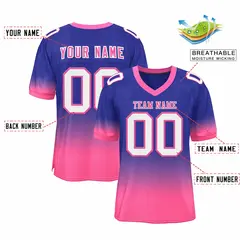 Royal Pink-White Gradient Fashion Team Football Jersey 3