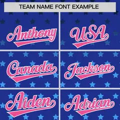 Royal Pink-White Raglan Star Print Baseball Jersey 3