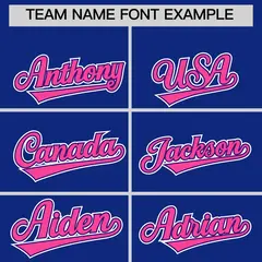 Royal Pink White Sleeve Flag Lace Baseball Jersey 3