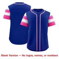 Royal Pink White Sleeve Flag Lace Baseball Jersey 7