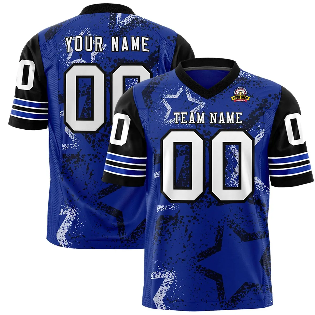 Royal Pink White Star Pattern Authentic Football Jersey