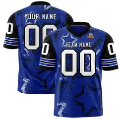 Royal Pink White Star Pattern Authentic Football Jersey