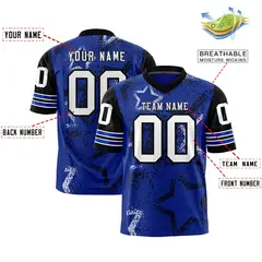Royal Pink White Star Pattern Authentic Football Jersey 2