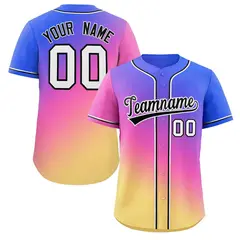 Royal Pink-Yellow Gradient Fashion Authentic Baseball Jersey