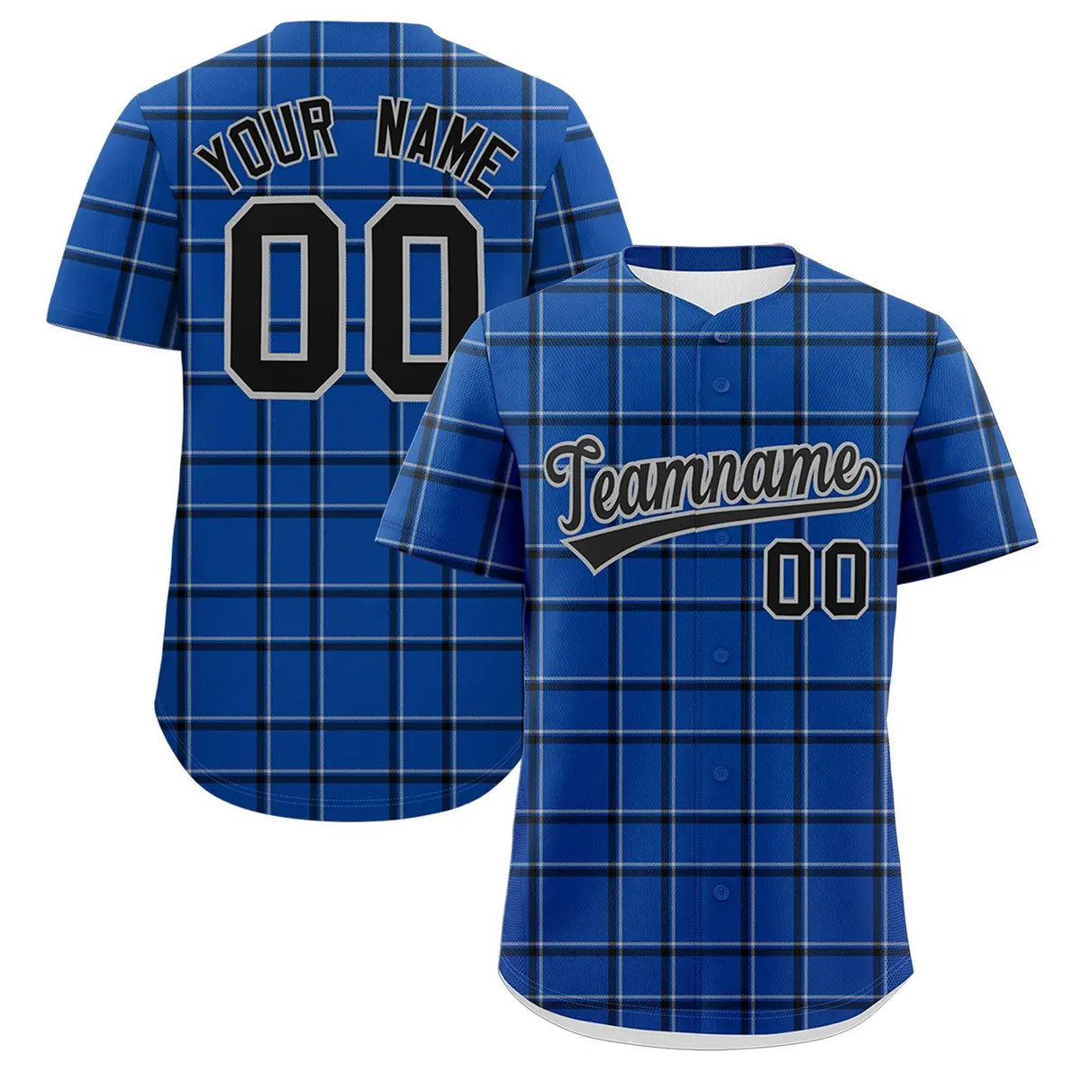 Royal Plaid Authentic Baseball Jersey