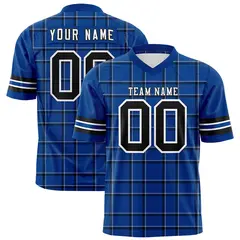 Royal Plaid Pattern Authentic Football Jersey