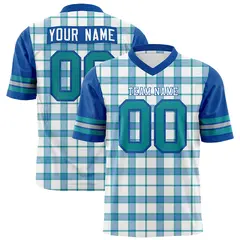 Royal Plaid Pattern Authentic Football Jersey