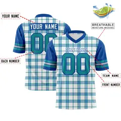 Royal Plaid Pattern Authentic Football Jersey 2