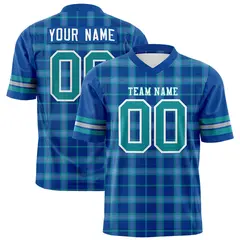 Royal Plaid Pattern Authentic Football Jersey 1