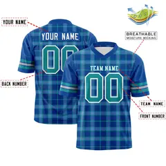 Royal Plaid Pattern Authentic Football Jersey 2