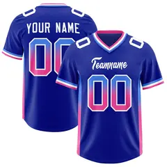 Royal Powder Blue and Pink Gradient Sides Football Jersey 1