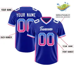 Royal Powder Blue and Pink Gradient Sides Football Jersey 2
