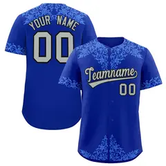 Royal Powder Blue Baroque Style Baseball Jersey