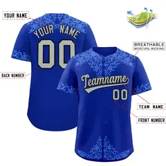 Royal Powder Blue Baroque Style Baseball Jersey 2