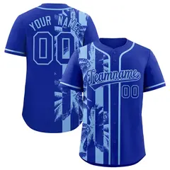 Royal Powder Blue Coconut Tree Split Baseball Jersey 1