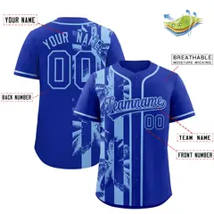 Royal Powder Blue Coconut Tree Split Baseball Jersey 2