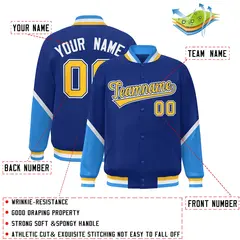 Royal Powder Blue Color Block Varsity Letterman Baseball Jacket 2
