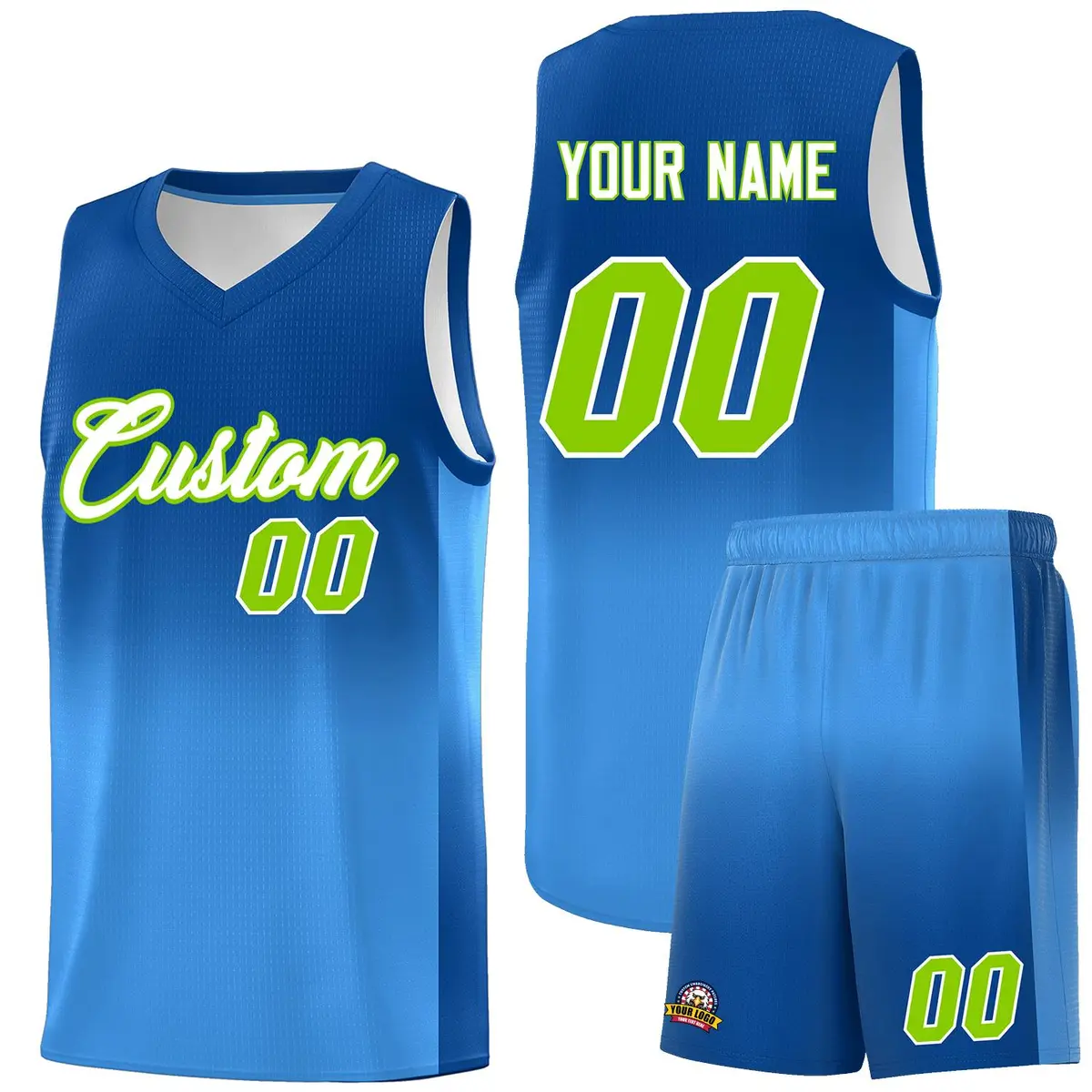Royal Powder Blue Gradient Fashion Sets Basketball Jersey