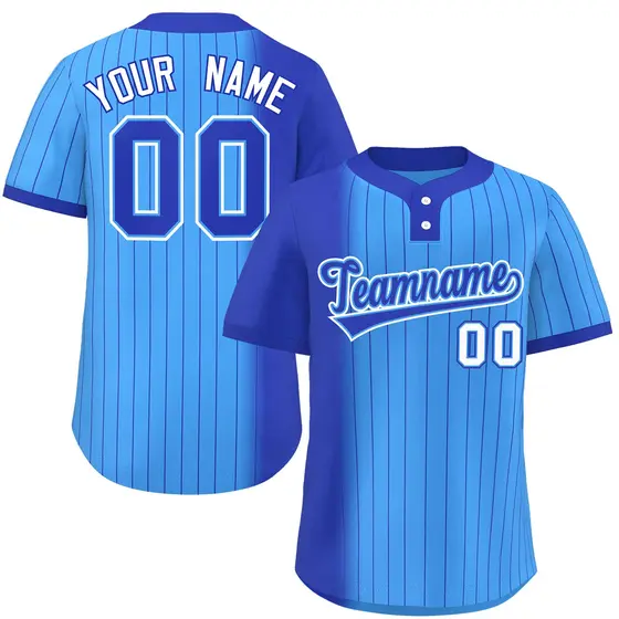 Royal Powder Blue Gradient Stripe Two-Button Softball Jersey