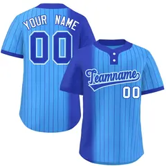 Royal Powder Blue Gradient Stripe Two-Button Softball Jersey 1