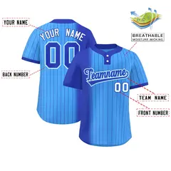 Royal Powder Blue Gradient Stripe Two-Button Softball Jersey 2