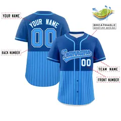 Royal Powder Blue Half Stripe Authentic Baseball Jersey 2