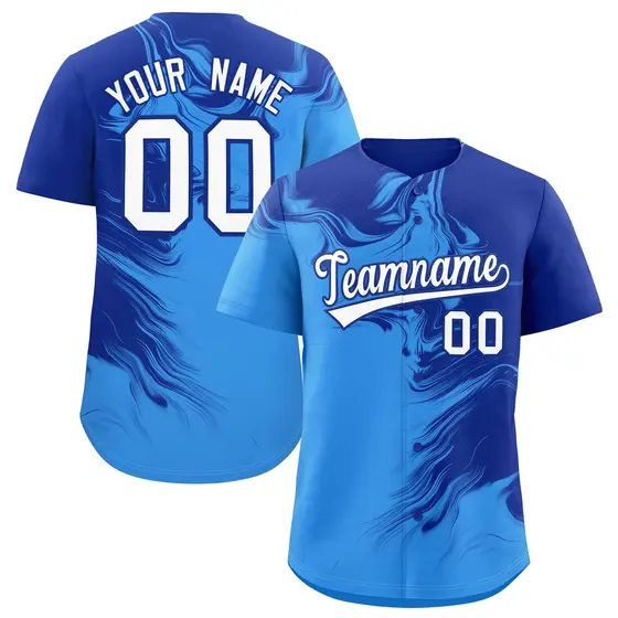 Royal Powder Blue Ink Pattern Authentic Baseball Jersey