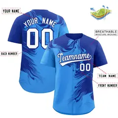 Royal Powder Blue Ink Pattern Authentic Baseball Jersey 2