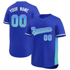 Royal Powder Blue-Light Green Gradient Side Baseball Jersey 1