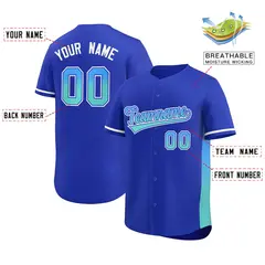 Royal Powder Blue-Light Green Gradient Side Baseball Jersey 2